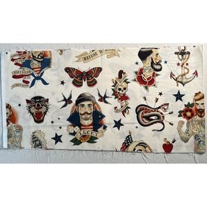 Fabric -OOP Alexander Henry Anchor's Away Sailor Tattoo Lucky 10" L x 44" W